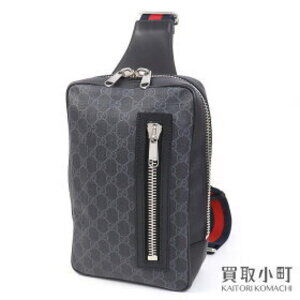 Gucci GG Supreme Sling Backpack Gray Black crossbody belt shoulder